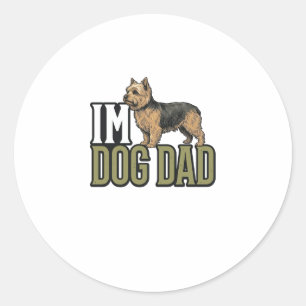Vintage Dog Dad Terrier Engraving Shirt Design_1 Classic Round Sticker
