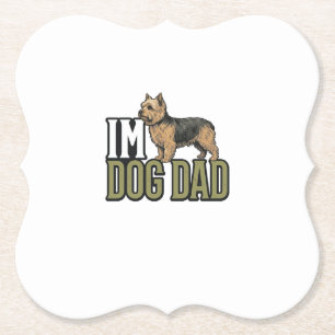 Vintage Dog Dad Terrier Engraving Shirt Design_1 Paper Coaster