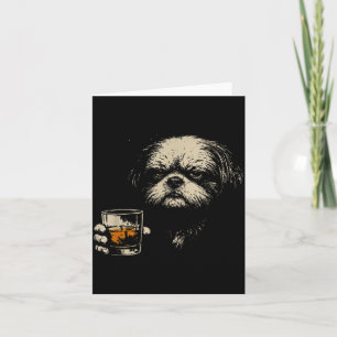 Vintage Dog Drinking Lovers Shirt Dog Shih Tzu Card
