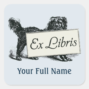 Vintage Dog Ex Libris Bookplate, Book Label