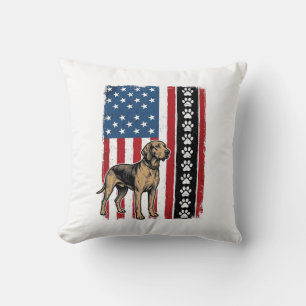 Vintage Dog Flag Paw Print Patriotic Shirt Design_ Cushion