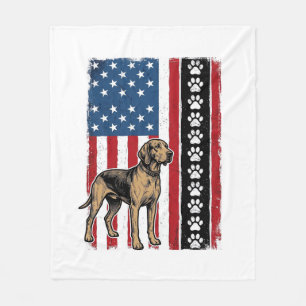 Vintage Dog Flag Paw Print Patriotic Shirt Design_ Fleece Blanket