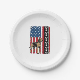 Vintage Dog Flag Paw Print Patriotic Shirt Design_ Paper Plate