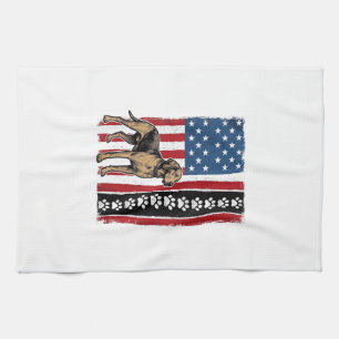 Vintage Dog Flag Paw Print Patriotic Shirt Design_ Tea Towel
