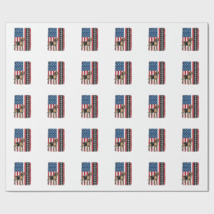 Vintage Dog Flag Paw Print Patriotic Shirt Design_ Wrapping Paper