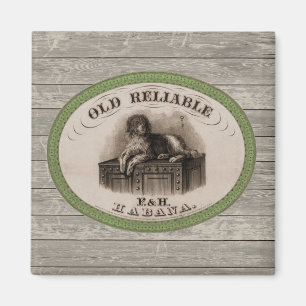 Vintage Dog  Illustration Cigar Label Magnet