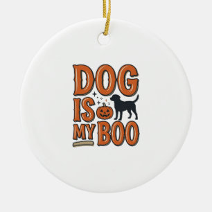 Vintage Dog Is My Boo Halloween Shirt Design_1 Ceramic Tree Decoration