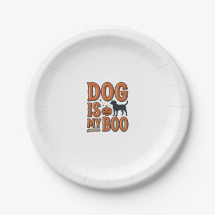 Vintage Dog Is My Boo Halloween Shirt Design_1 Paper Plate