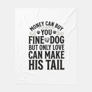 Vintage Dog Love Quote Typography Design_1 Fleece Blanket