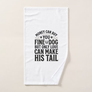 Vintage Dog Love Quote Typography Design_1 Hand Towel