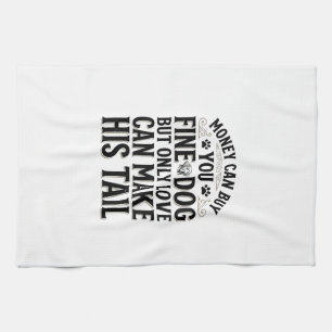 Vintage Dog Love Quote Typography Design_1 Tea Towel