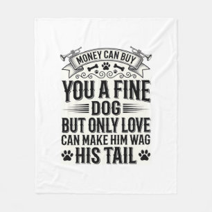 Vintage Dog Lover Quote Typography Design_1 Fleece Blanket