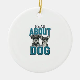Vintage Dog Lover Quote Vector Design_1 Ceramic Tree Decoration
