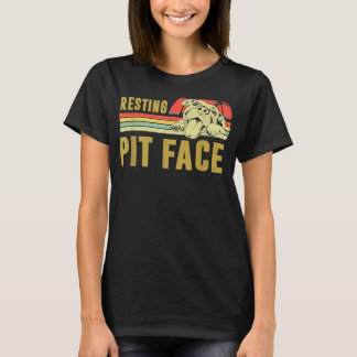 Vintage Dog Pitbull Resting Pit Face Funny Pitbull T-Shirt