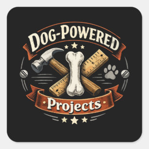 Vintage Dog-Powered Projects DIY Woodworking  Square Sticker