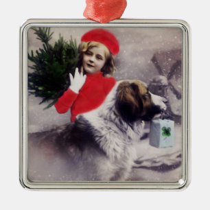 Vintage Dog Saint Bernard Christmas Ornament
