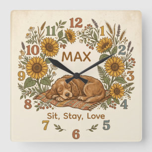 Vintage Dog Silhouette Personalised Wall Clock