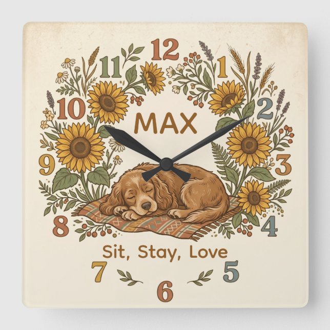 Vintage Dog Silhouette Personalised Wall Clock  (Front)