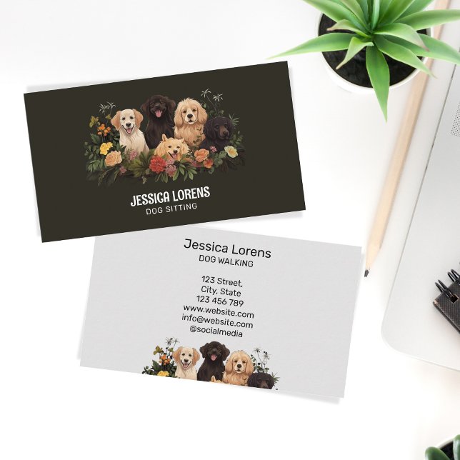 Vintage Dog Sitter, Pet Groomer, Veterinarian Business Card (Creator Uploaded)