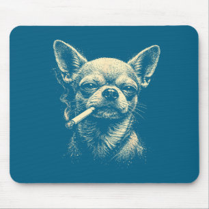 Vintage dog smoking cigarette funny chihuahua mouse mat