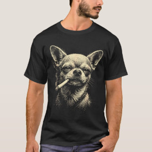 Vintage dog smoking cigarette funny chihuahua T-Shirt