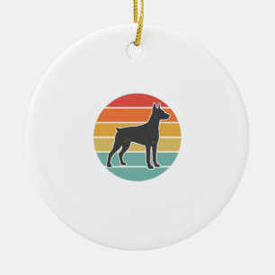 Vintage Dog Sunset Silhouette Vector Design_1 Ceramic Tree Decoration