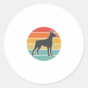 Vintage Dog Sunset Silhouette Vector Design_1 Classic Round Sticker