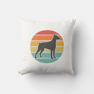 Vintage Dog Sunset Silhouette Vector Design_1 Cushion