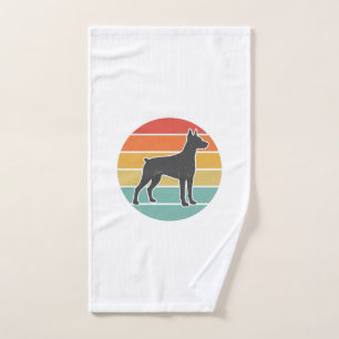 Vintage Dog Sunset Silhouette Vector Design_1 Hand Towel