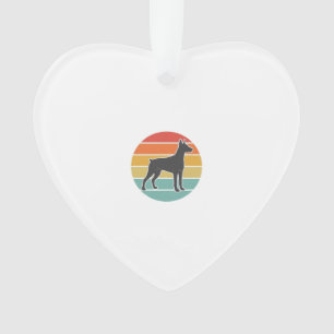 Vintage Dog Sunset Silhouette Vector Design_1 Ornament