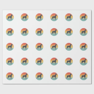 Vintage Dog Sunset Silhouette Vector Design_1 Wrapping Paper
