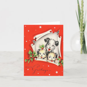 Vintage Dog Trio Christmas Card