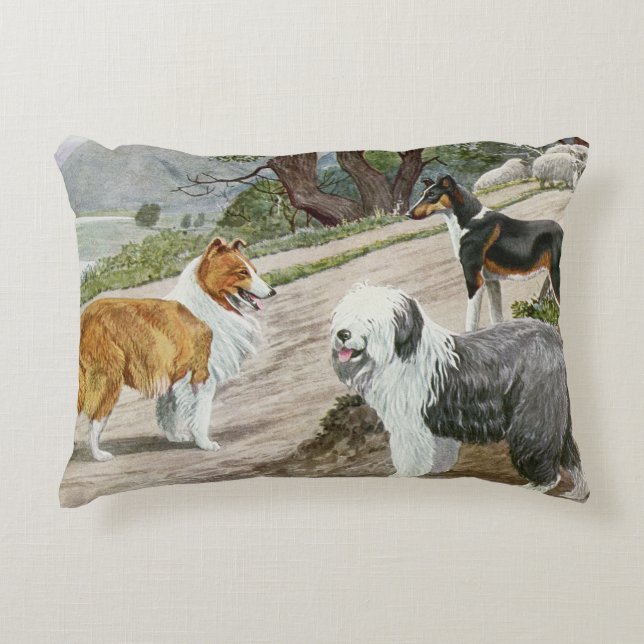 Vintage Dog Trio Decorative Cushion (Front)
