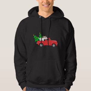 Vintage Dog Wagon Christmas Tree on Car Xmas red T Hoodie