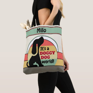 Vintage Doggy Dog Pet Name Tote Bag