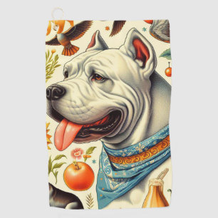 Vintage Dogo Argentino Illustration Golf Towel