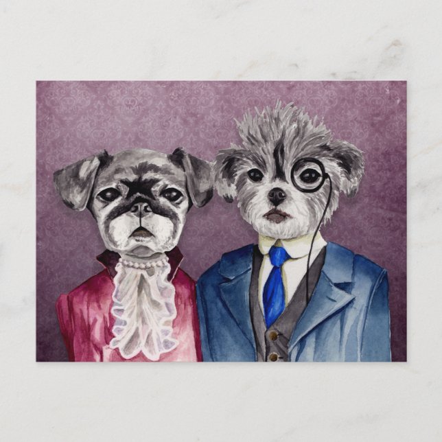 Vintage Dogs Art Postcard (Front)