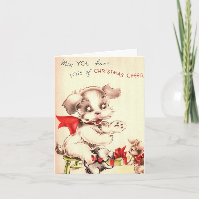Vintage Dogs Christmas Cheer Card (Front)