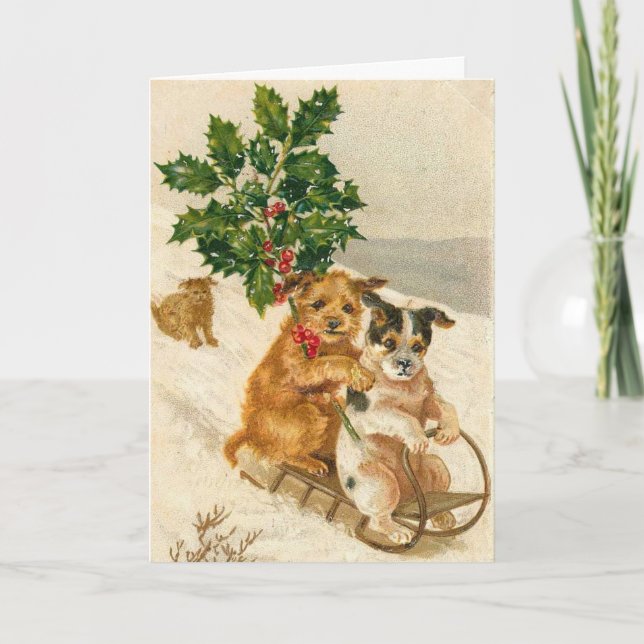 Vintage Dogs, Christmas Holiday Card (Front)