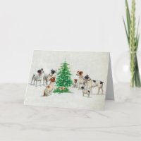 Vintage Dogs Christmas Tree Personalised Greeting