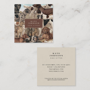 Vintage Dogs Dog Sitter Trainer Animal Care Square Business Card