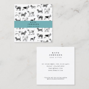 Vintage Dogs Dog Sitter Trainer Square Business Card