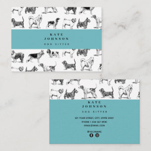 Vintage Dogs Dog Walker Sitter Business Card