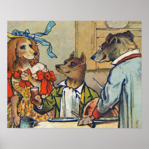 Vintage Dogs Dress for Doggy Mealtime Poster