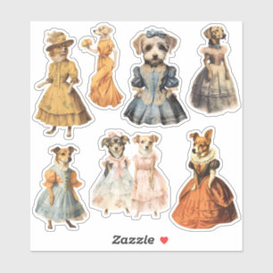 Vintage Dogs in Dresses Antique Junk Journal Kit