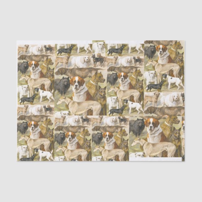 vintage dogs painting tissue paper (Front)