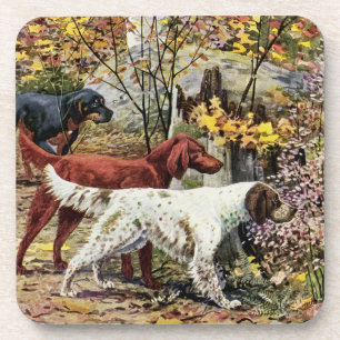 Vintage Dogs Setter Trio Coaster