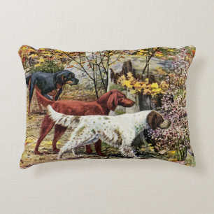 Vintage Dogs Setter Trio Decorative Cushion