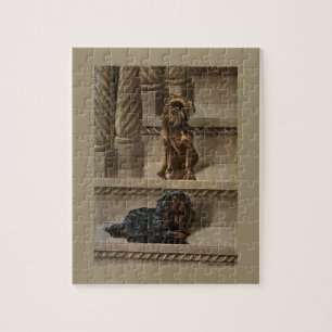Vintage Dogs Sitting on a Staircase Puzzles