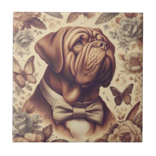 Vintage Dogue de Bordeaux Illustration Tile